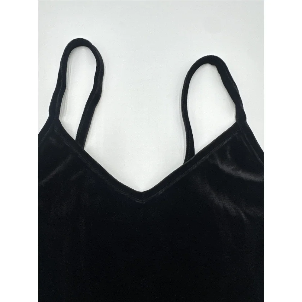 Garage Y2K Black Velvet Whimsigoth Cropped Camisole Tank Top Gothic Size P Small